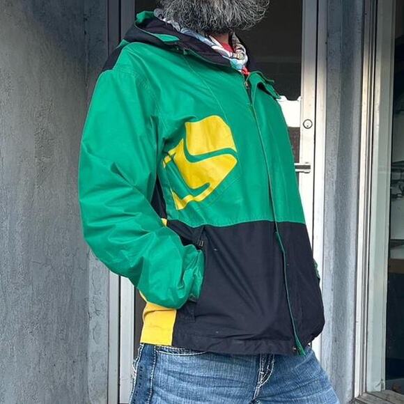 Vintage Y2K Bonfire Snowboard Jacket Men’s Medium Green Black 10K Waterproof - Picture 4 of 8
